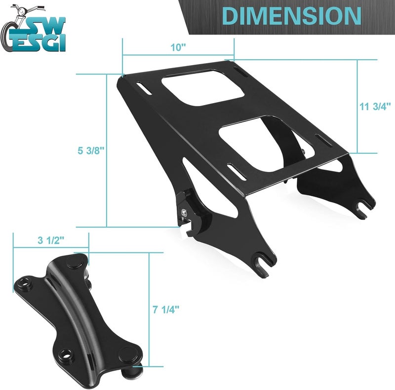 SWESGI Luggage Rack 4 Point Docking Hardware Kit for Harley Detachable Tour Trunk Kit Two-Up Mounting Rack Compatible with Touring Road King Street Glide Road Glide Electra Glide 2014-2024 (Black) - Image 3